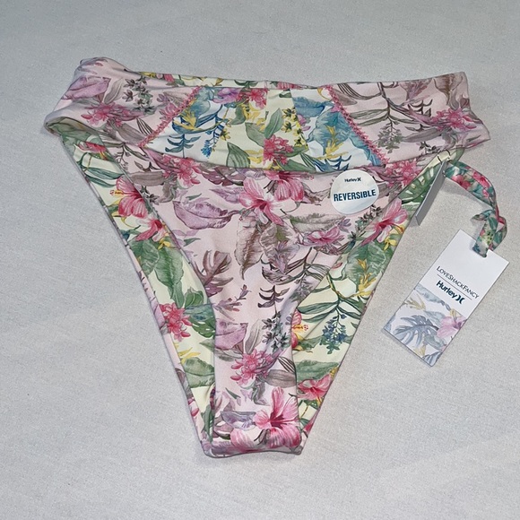 LoveShackFancy Hawaiian Hibiscus Reversible Bikini Bottom Sz M - Picture 2 of 12